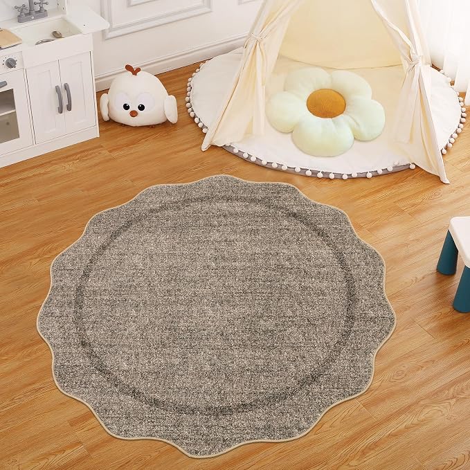 GarveeHome Scalloped Round Rugs 6Ft Washable Area Rug - Image 8