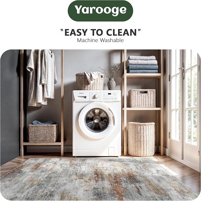 5x7 Area Rugs, Abstract Morden Soft Washable Rug, Non-Slip Low Pile Rugs - Image 5