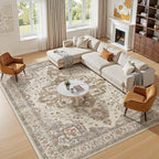 7x9 Washable Area Rugs for Living Room, Large Rug Non Slip Backing Vintage - Image 4