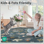 Soalmost Cat 5x7 Area Rugs for Living Room, Machine Washable Animal Floral - Image 5