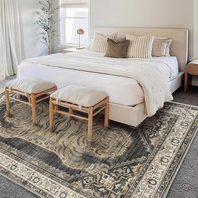 CHAMPLANT Area Rug 6'x9' Washable Vintage Traditional Floor Cover Thin Retro - Image 2