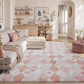 PureCozy Checkered Rug 8x10 Fluffy Shag Living Room Pink Area Rug Modern by PureCozy