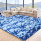 6x9 Area Rugs for Living Room, Tie-Dyed Blue Large Fluffy Shag Rug for Bedroom by Unknown