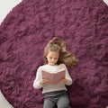 OLANLY Burgundy Round Rugs for Bedroom by OLANLY