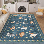 DUKINO 6x9 Rug for Living Room, Lightweight Animal Dog Print Washable Area Rug by DUKINO