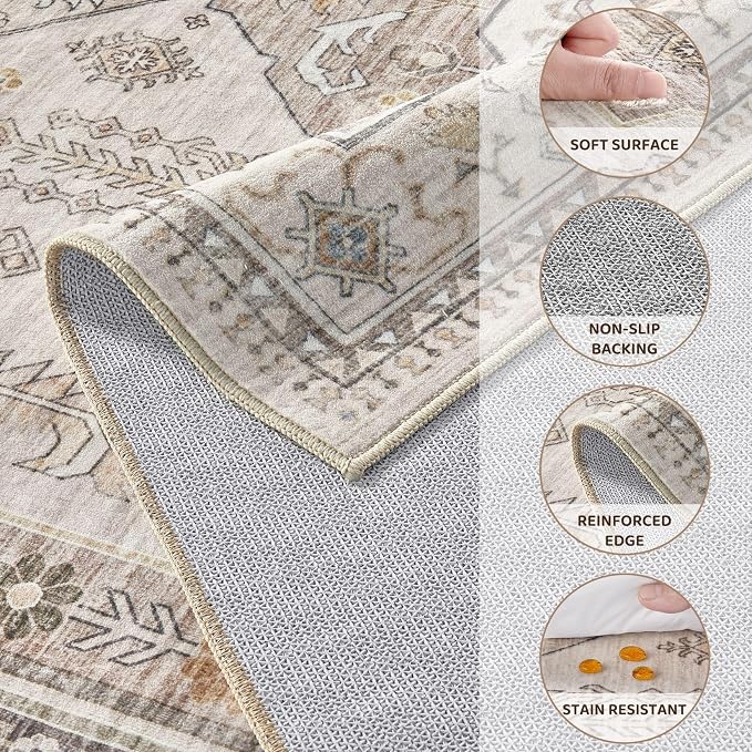 3x5 Washable Area Rug, Large Rugs - Image 8