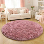 Blush Round Rug 6Ft for Bedroom, Fluffy Fuzzy Plush Circle Area Rugs for Baby - Image 5