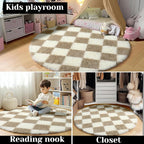 KICMOR Round Rugs for Bedroom, 4ft Fluffy Soft Circle Area Rug Beige and Cream - Image 7