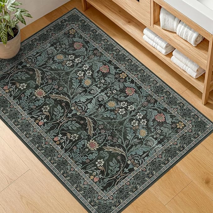 Washable Entry Rug 2x3 Non Slip, Vintage Small Throw Rugs - Image 6