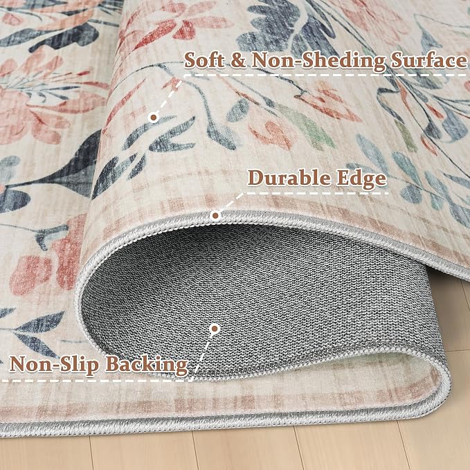 9x12 Area Rugs Washable Rug: Large Boho Living Room Rug Soft Non-Slip Low Pile - Image 8