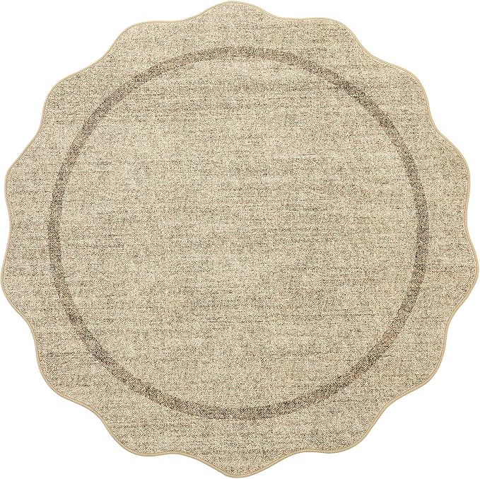 GarveeHome Scalloped Washable Round Rugs, Non-Slip Soft Round Rug 4ft Ultra-Thin - Image 9