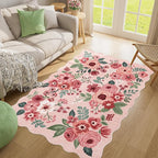 DUKINO 4x6 Area Rug, Floral Non-Slip Indoor Washable Rug - Image 5