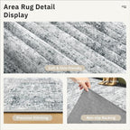 Soalmost 12x15 Washable Area Rug Gray Neutral Abstract Living Room Large Carpet - Image 7