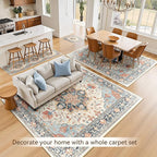 RELEANY Area Rugs 5'x7' Washable Non-Slip, Floral Vintage Distress Medallion - Image 4