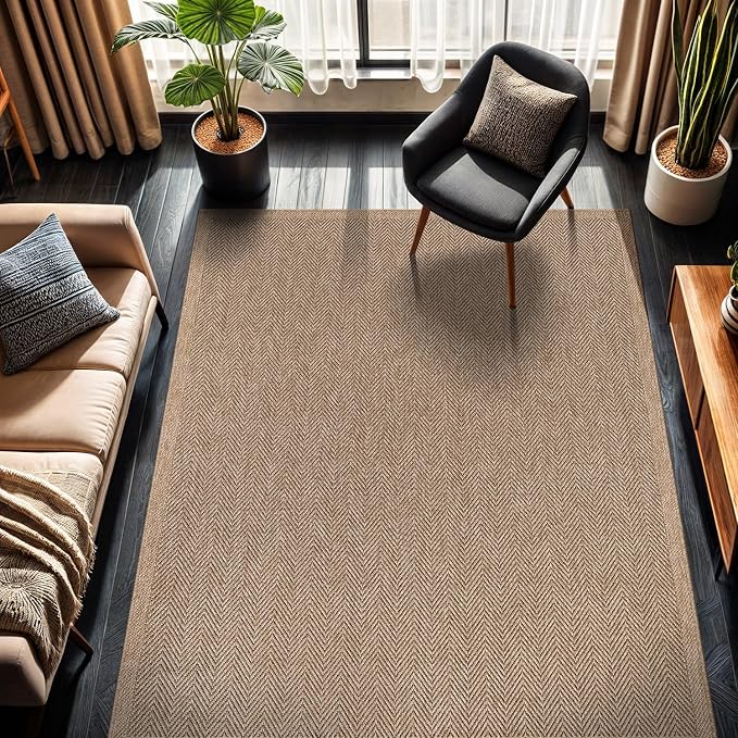 CAMILSON Easy Jute Rug 9x12, Indoor Outdoor Natural Color Fiber Area Rugs - Image 4