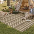 5x7 Easy Jute Stripe Area Rug Washable Beige Brown Indoor Outdoor Carpet Non - Image 3