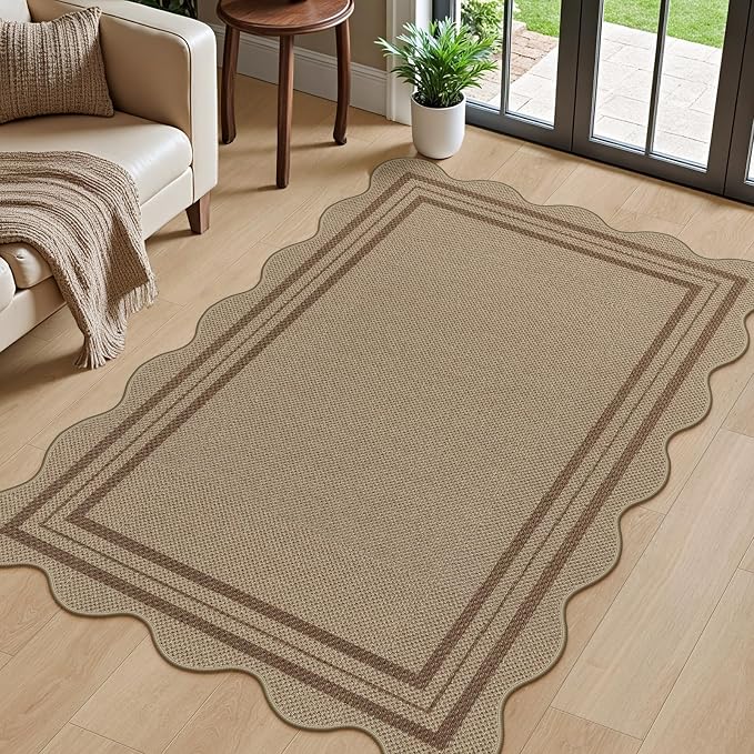 Modern Easy Jute 3x5 Outdoor Patio Rug, Washable Rugs by LORWER