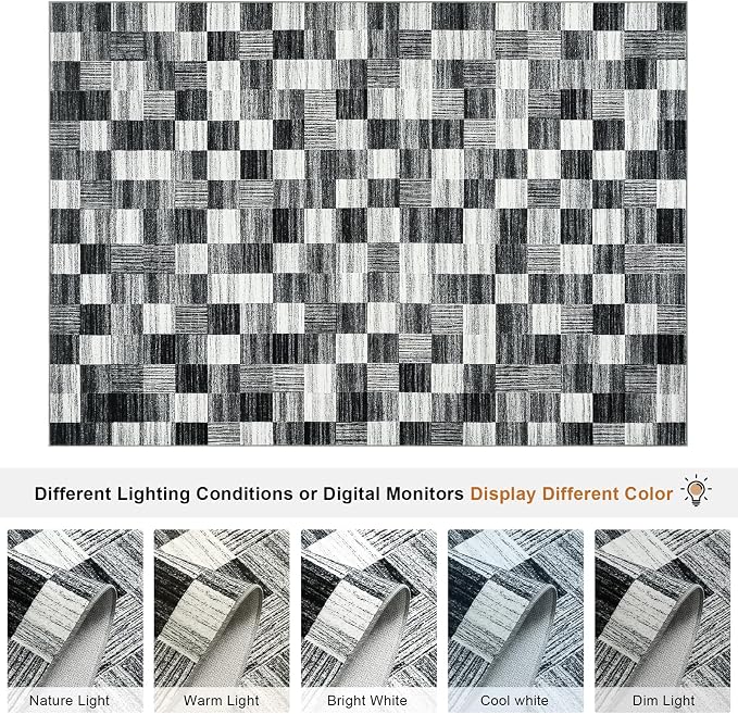Terrug Black and White Checkered Rug - Image 7