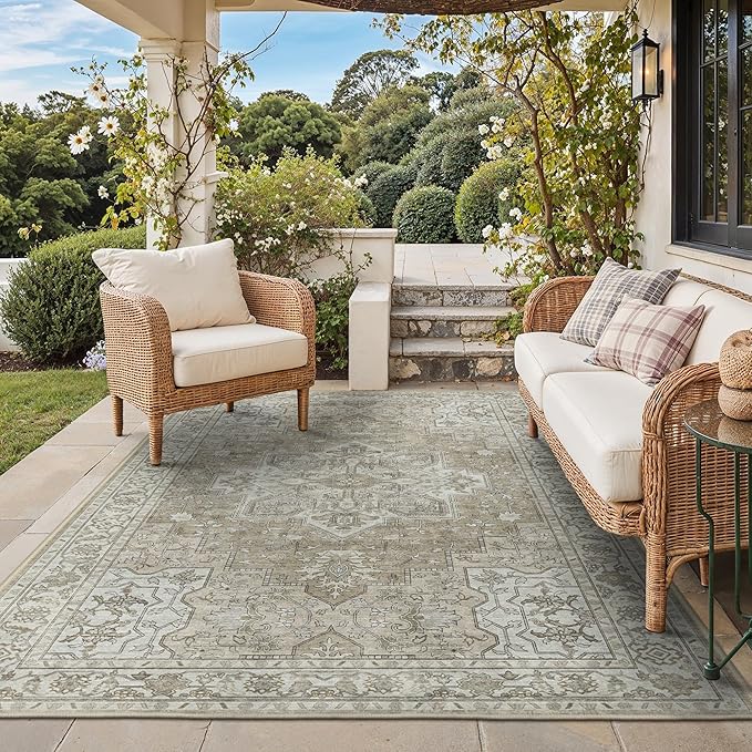 GENIMO Outdoor & Indoor Area Rug 4'x6', Waterproof, Non-Shedding, Easy Cleaning by GENIMO