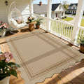 5x7 Scalloped Rug Easy Jute Washable Outdoor Patio Rug by Zeeinx