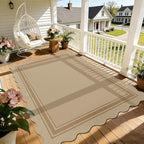 5x7 Scalloped Rug Easy Jute Washable Outdoor Patio Rug by Zeeinx