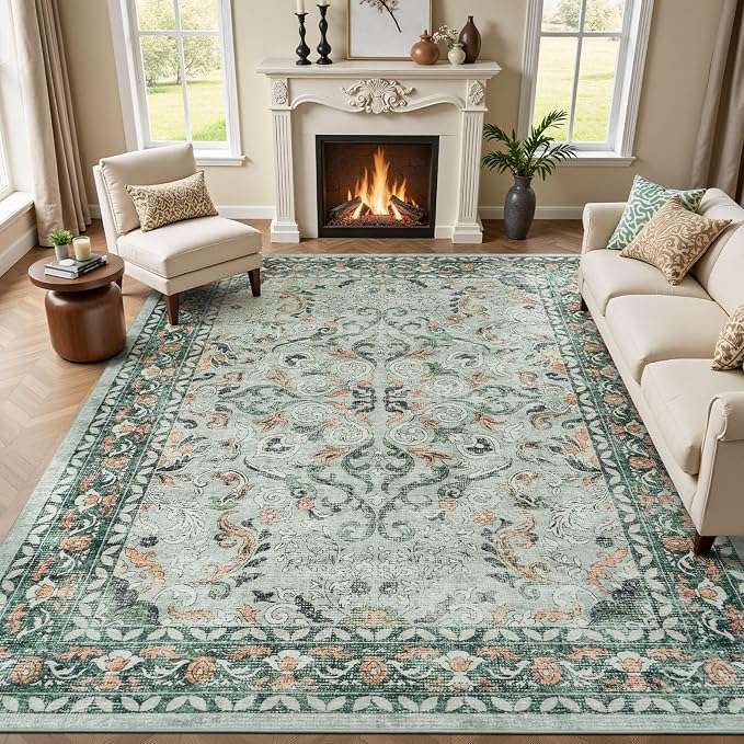 Lofus 8x10 Area Rug for Living Room, Sage Green Washable Area Rugs by Lofus