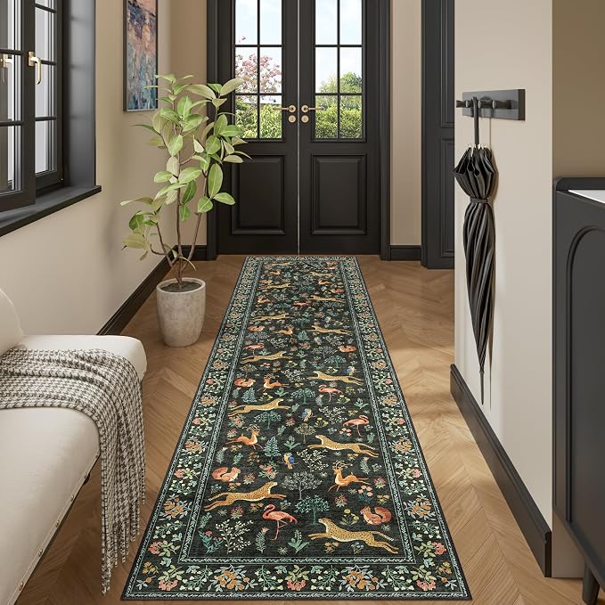 DUKINO Washable 2.6x10 Runner Rug, Non Slip Animal Print Runner Rug - Image 3