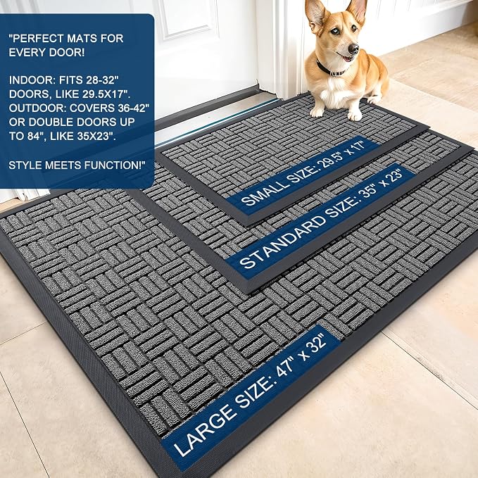 OLANLY Front Door Mat Outside Entrance 59x23, Heavy Duty Sturdy Natural Rubber - Image 2