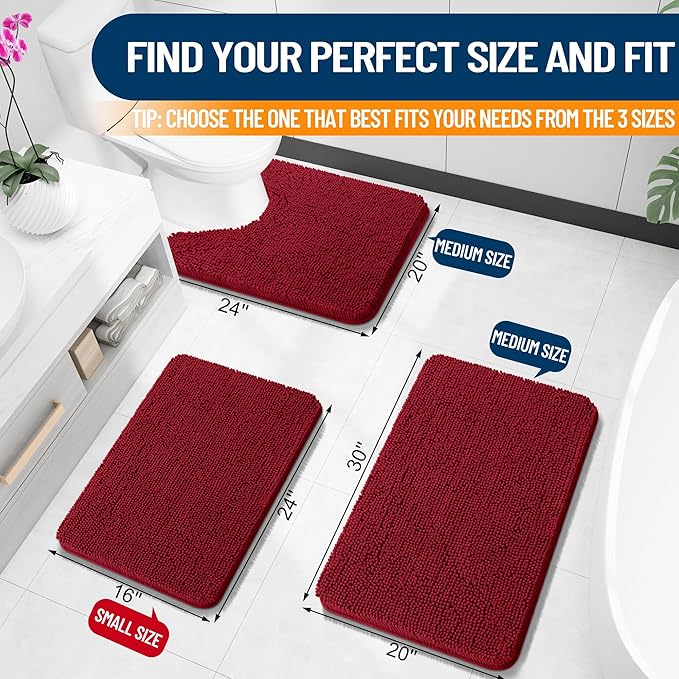 OLANLY Bathroom Rugs 30x20, Extra Soft Absorbent Chenille Bath Rugs, Rubber - Image 2