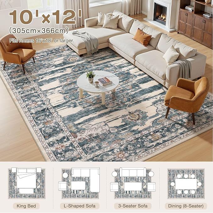 Washable 10x12 Area Rug for Living Room - Image 8
