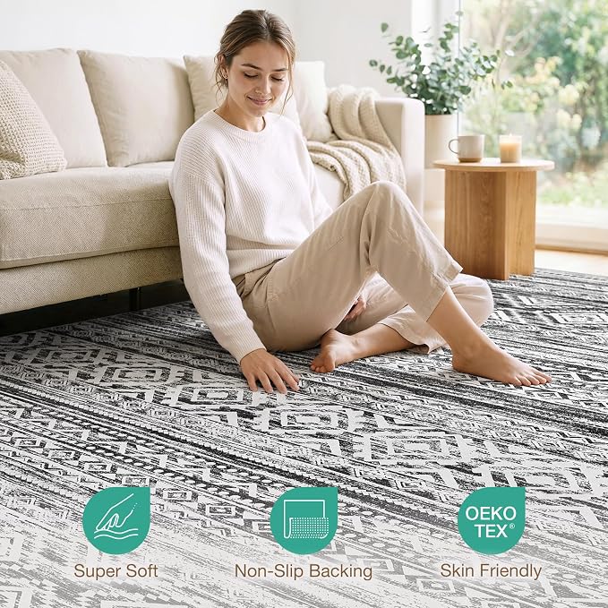 cotiled 6x8 Area Rugs Living Room Rug: Washable Boho Rugs - Image 2
