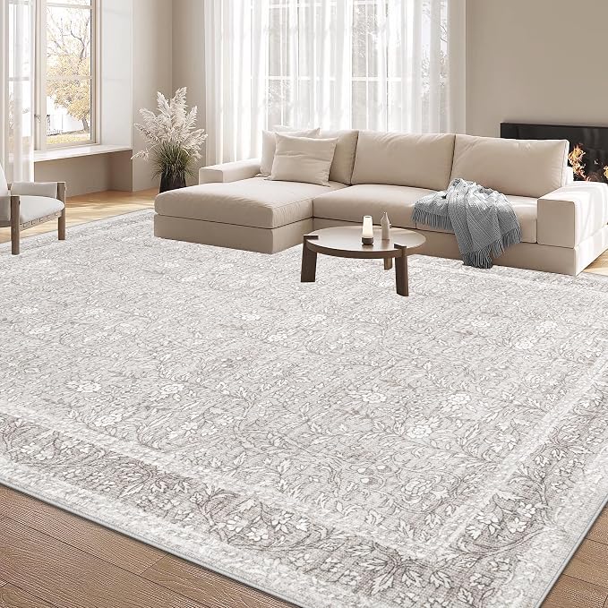 Washable Rug 8x10 Area Rugs: Vintage Floral Rugs - Image 7