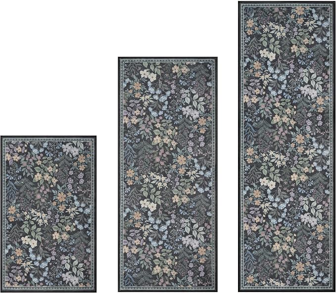 GRANNY SAYS Boho Kitchen Rug Sets of 3, Non Slip Washable Faux Wool Kitchen Mats - Image 9