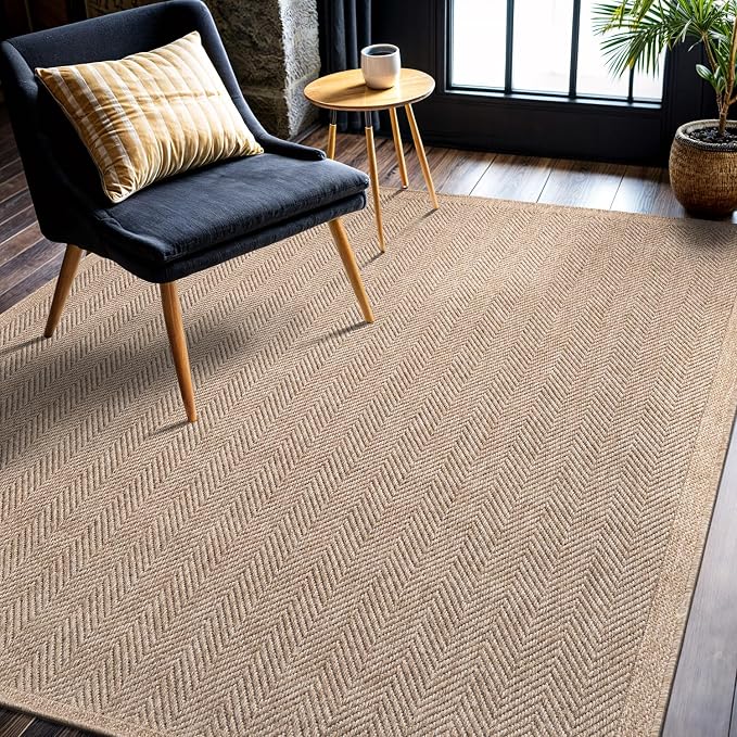 CAMILSON Easy Jute Rug 5x7, Indoor Outdoor Natural Color Fiber Area Rugs - Image 5