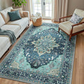 RELEANY Area Rugs 5'x8' Washable Non-Slip, Floral Vintage Distress Medallion by RELEANY