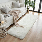 KCHOWUA Cream White Fluffy Area Rug - Image 6
