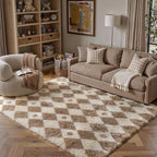 PureCozy Brown 5x7 Area Rug for Living Room Washable Non Slip Neutral Soft by PureCozy