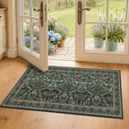 Floral Rug for Entryway Indoor 2x4, Small Soft Washable Carpet for Bedroom by Evyhood
