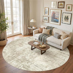Soalmost 8x8 Beige Gray Round Rug 8ft Living Room Circle Rug Vintage Round Area - Image 2
