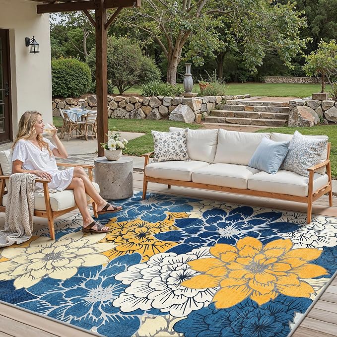GENIMO Indoor Outdoor Area Rug 8'x10', Machine Washable Rugs - Image 5
