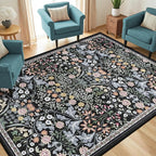 Area Rug Living Room Rugs: Floral 5x7 Washable Rug Vintage Soft Boho Non-Slip - Image 2