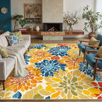 HUGEAR Floral Textured Weave Indoor Outdoor Area Rug 8X10 Washable High Traffic by HUGEAR