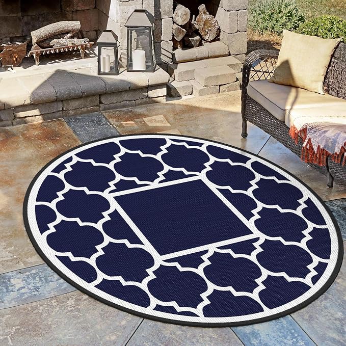 GENIMO 8' Round Outdoor Rug Waterproof - Image 5