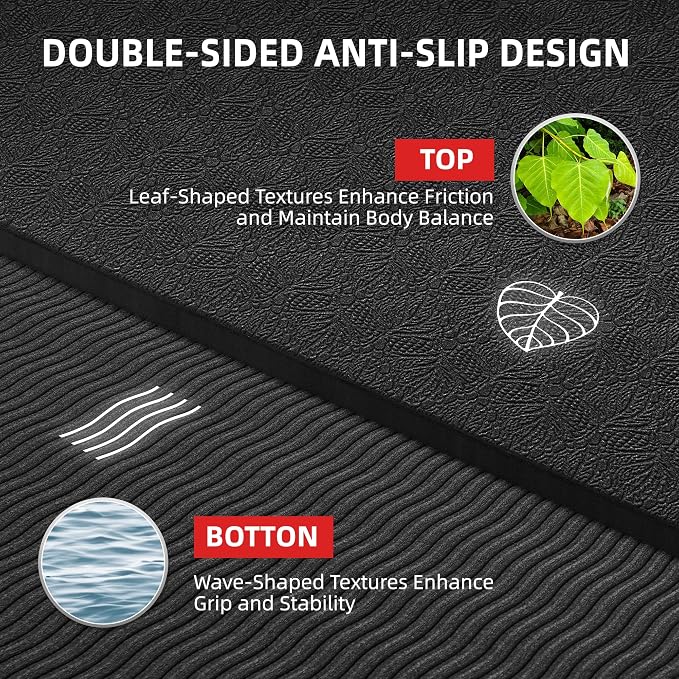 Extra Large Yoga Mat – 72"x48" or 78"x57", 1/4"–1/2" Thick Mat - Image 3