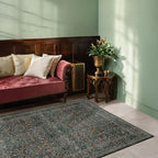 Dark Green Floral Living Room Rug 5x7 Area Rug - Image 5