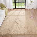 BENRON Fluffy Beige Rugs for Living Room Bedroom 4x6, Soft Plush Fuzzy Shaggy by BENRON