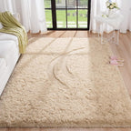 BENRON Fluffy Beige Rugs for Living Room Bedroom 4x6, Soft Plush Fuzzy Shaggy by BENRON