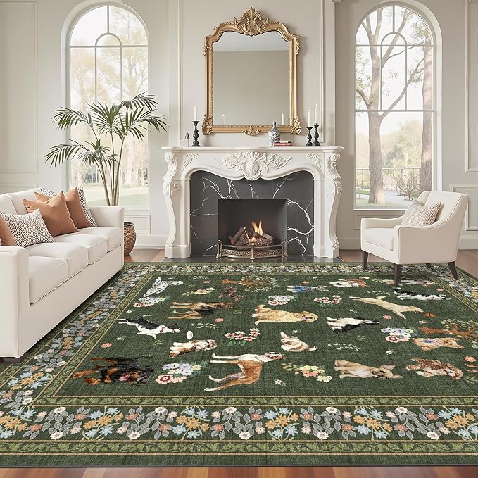 Washable 6x9 Dogs Area Rugs, Soft Bedroom Rug - Image 2
