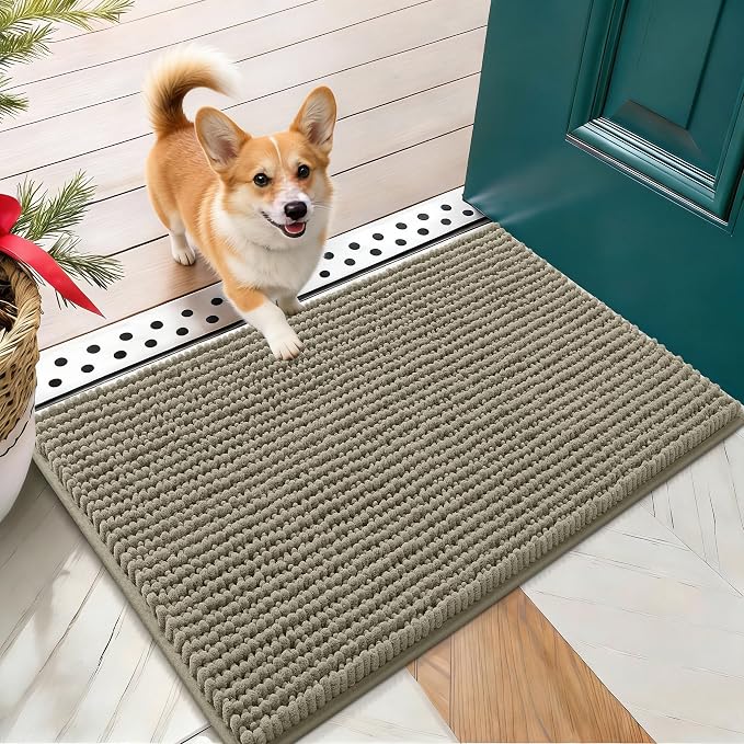OLANLY Dog Door Mat for Muddy Paws 24x16, Ultra Absorbent Chenille Mud Doormat by OLANLY