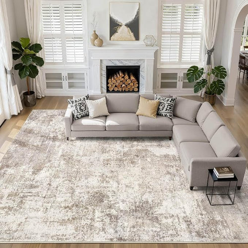 10x14 Area Rugs Living Room: Washable Large Abstract Soft Rug Stain Resistant by LOONGRUG